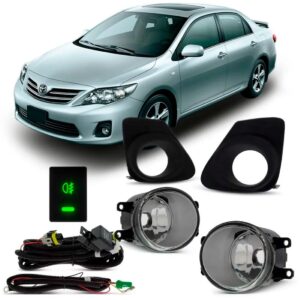 Kit Farol Auxiliar Corolla 2012 À 2014 Com Grade Aro Preto