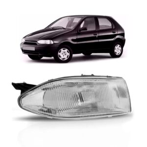 Farol Para Fiat Palio 1996 1997 1998 Lente Estriada 1ª Linha Esquerdo/motorista