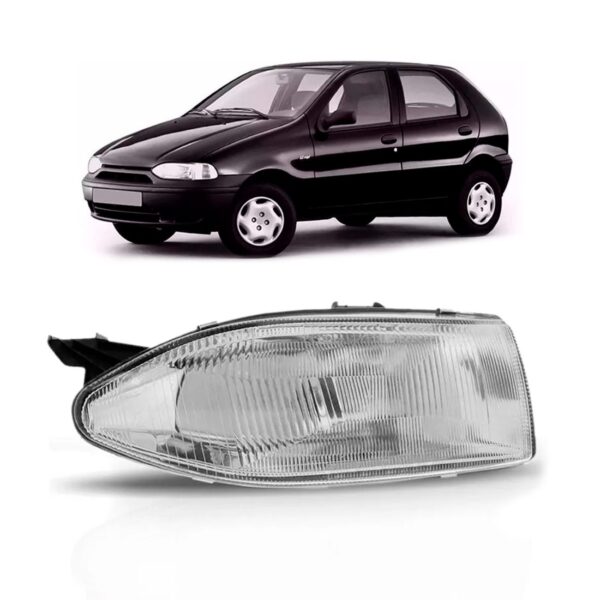 Farol Para Fiat Palio 1996 1997 1998 Lente Estriada 1ª Linha Esquerdo/motorista