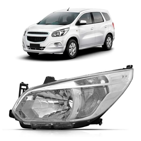 Farol Spin 2012 13 2014 15 16 Cromado Manual Oferta 1ª Linha - Esquerdo/motorista