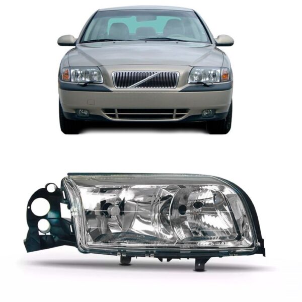 Farol Principal Para Volvo S80 1999 A 03 Lente Lisa 1ª Linha Direito/passageiro
