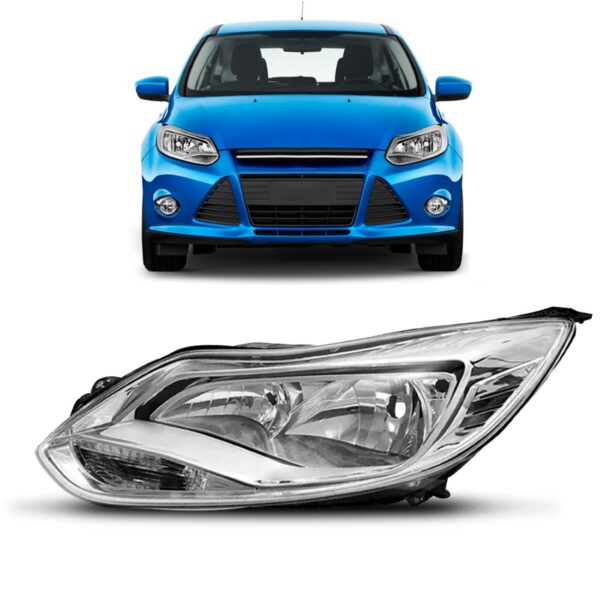 Farol Focus 2014 2015 2016 Eletrico C/motor Cromado 1ª Linha - Esquerdo/motorista
