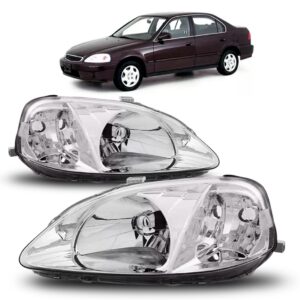 Farol Honda Civic 1999 2000 Cromado Cúpula Cristal 1ª Linha - Direito/passageiro