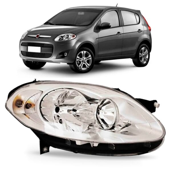 Farol Para Palio 12 13 14 15 16 Cromado Lente Lisa 1ª Linha Direito/passageiro