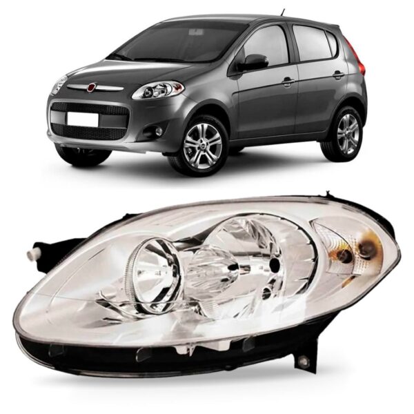 Farol Para Palio 12 13 14 15 16 Cromado Lente Lisa 1ª Linha Esquerdo/motorista