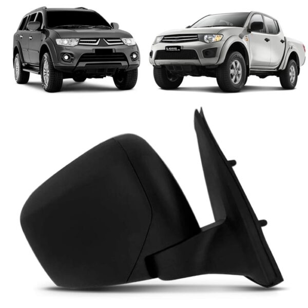 Retrovisor L200 Triton Pajero Dakar 2007 A 2014 Fixo Preto Lado Direito