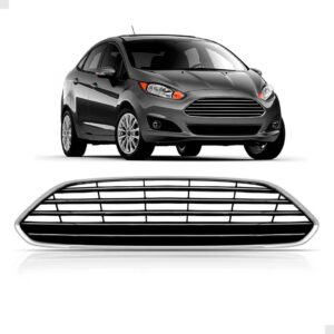 Grade Radiador New Fiesta 2013 A 2016 Preto C/ Friso Cromado Fosco