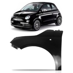 Paralama Fiat 500 2007 2008 2009 2010 2011 Com A Cor Preta Lado Esquerdo