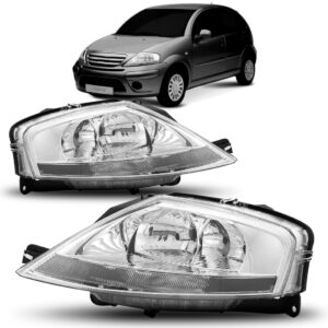 Farol C3 2003 2004 2005 2006 A 2012 Manual Cromado 1ª Linha - Direito/passageiro
