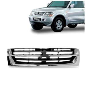 Tela Radiador Pajero Full 2001 2002 2003 1a Linha Cromado Com Preto