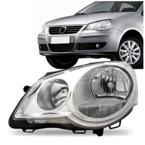 Farol Polo 07 08 09 10 11 12 Manual Cromado Oferta 1ª Linha Esquerdo/motorista