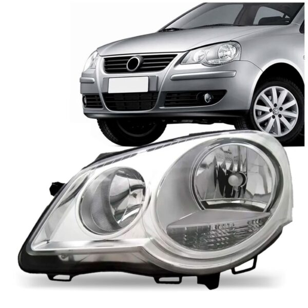 Farol Polo 07 08 09 10 11 12 Manual Cromado Oferta 1ª Linha Esquerdo/motorista