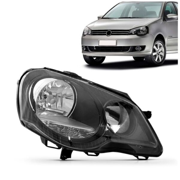 Farol Polo 07 08 09 10 11 2012 Manual Máscara Negra 1ª Linha - Direito/passageiro