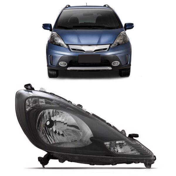 Farol Para Honda New Fit Twist 2013 2014 2015 Máscara Negra Lado Direito