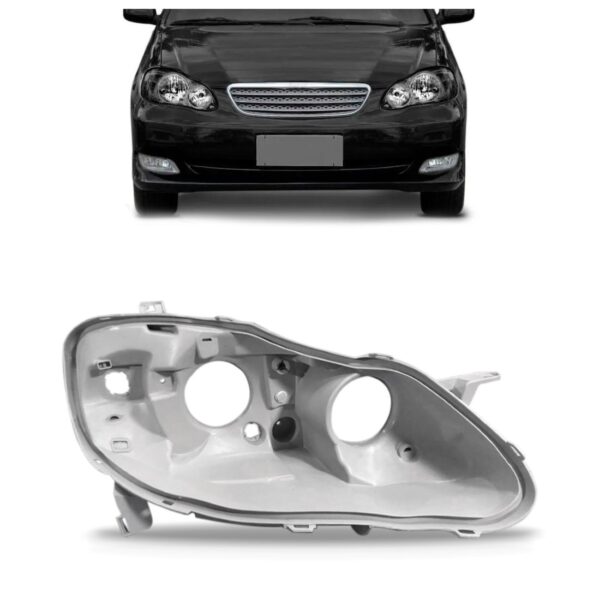 Carcaça Farol Corolla 2003 2004 2005 2006 2007 Cinza Lado Direito