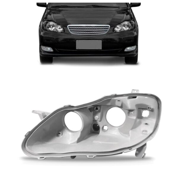 Carcaça Farol Corolla 2003 2004 2005 2006 2007 Cinza Lado Esquerdo