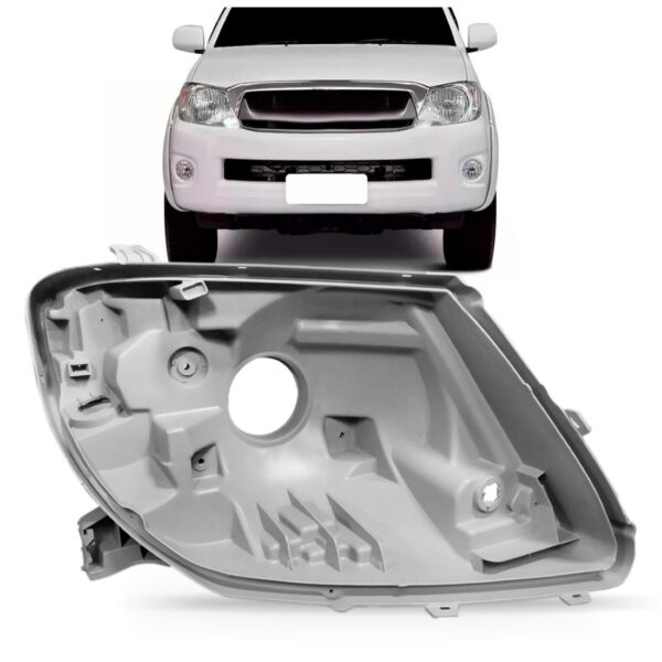 Carcaça Farol Hilux Srv 2005 06 07 08 09 10 2011 Cinza Lado Direito