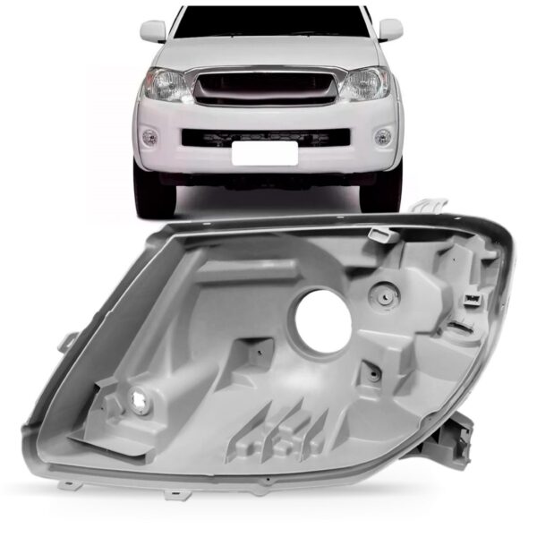 Carcaça Farol Hilux Srv 2005 06 07 08 09 10 2011 Cinza Lado Esquerdo