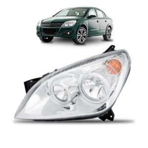 Farol Vectra 2009 A 2012 Manual Cromado Aro Cromado 1ª Linha - Esquerdo/motorista