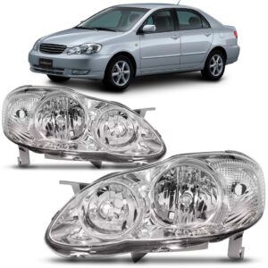 Farol Dianteiro Para Toyota Corolla 05 A 08 Cromado 1ª Linha Esquerdo/motorista