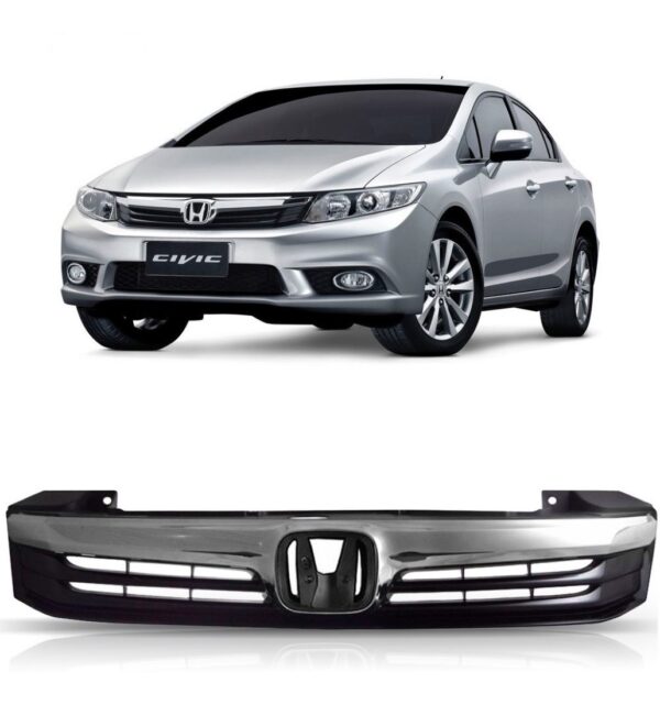 Grade Radiador Civic 2012 A 2015 Completa S/emblema 1a Linha Preto