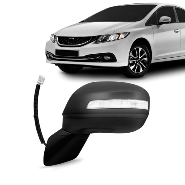 Retrovisor Civic 2012 2013 2014 2015 Eletrico C/pisca Preto Lado Esquerdo