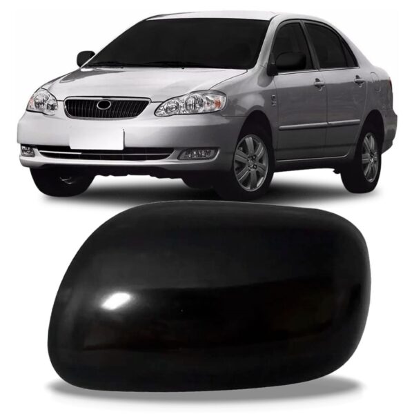 Capa Retrovisor Corolla 2003 2004 2005 2006 2007 Preto Liso Lado Esquerdo