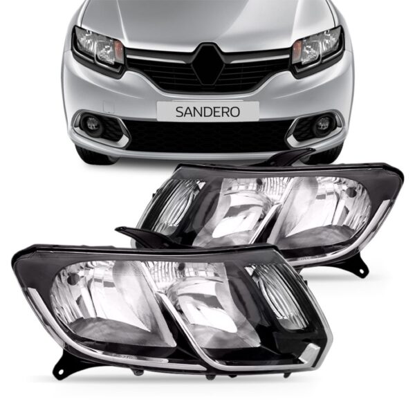 Farol Sandero 15 16 17 Logan 2014 15 16 17 Cromado 1ª Linha Esquerdo/motorista