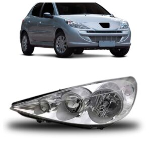 Farol Peugeot 207 09 10 11 2012 2013 Manual Cromado 1ª Linha Esquerdo/motorista