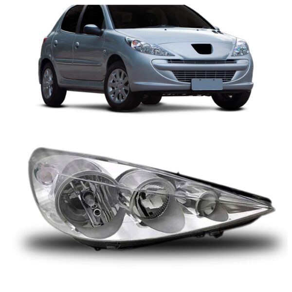 Farol Peugeot 207 09 10 11 2012 2013 Manual Cromado 1ª Linha - Direito/passageiro