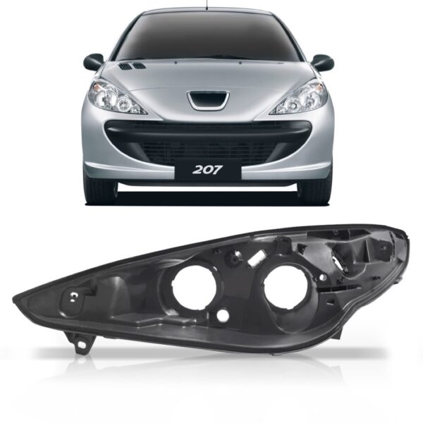 Carcaça De Farol Peugeot 207 2009 2010 2011 2012 2013- Lado Esquerdo