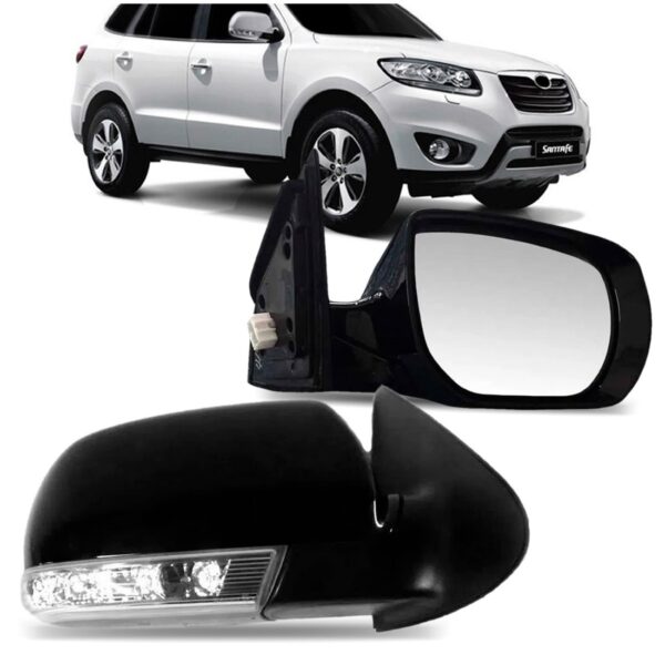 Retrovisor Santa Fe 2010 A 2013 Eletrico C/ Pisca Preto Ld