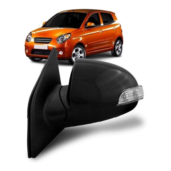 Retrovisor Picanto 2008 A 2009 Preto Elétrico C/ Pisca Lado Esquerdo