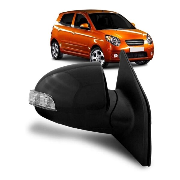 Retrovisor Picanto 2008 A 2009 Preto Elétrico C/ Pisca Lado Direito