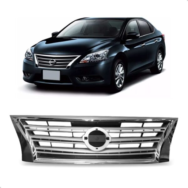 Tela Frontal Dianteira Nissan Sentra 14 15 Cromada Com Cinza Cromada/cinza