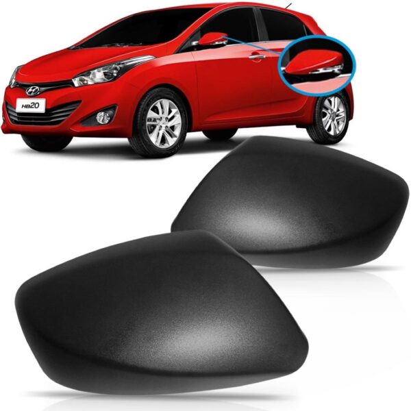 Capa Retrovisor Hb20 2012 2013 14 15 Preto C/ Furo Sinaleira Lado Direito