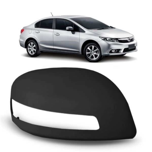 Capa Retrovisor Civic 2012 A 2015 C/ Furo Preto Liso. Lado Direito