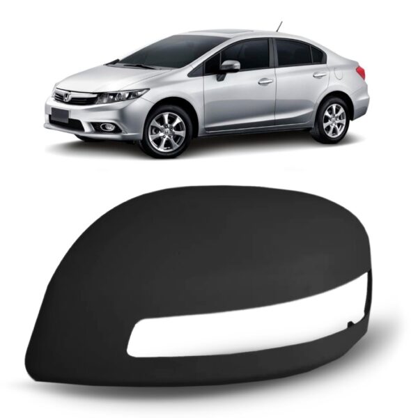 Capa Retrovisor Civic 2012 A 2015 C/ Furo Preto Liso. Lado Esquerdo