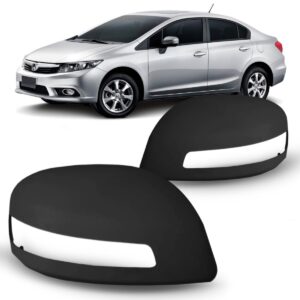Capa Retrovisor Civic 2012 A 2015 C/ Furo Preto Liso. Lado Esquerdo