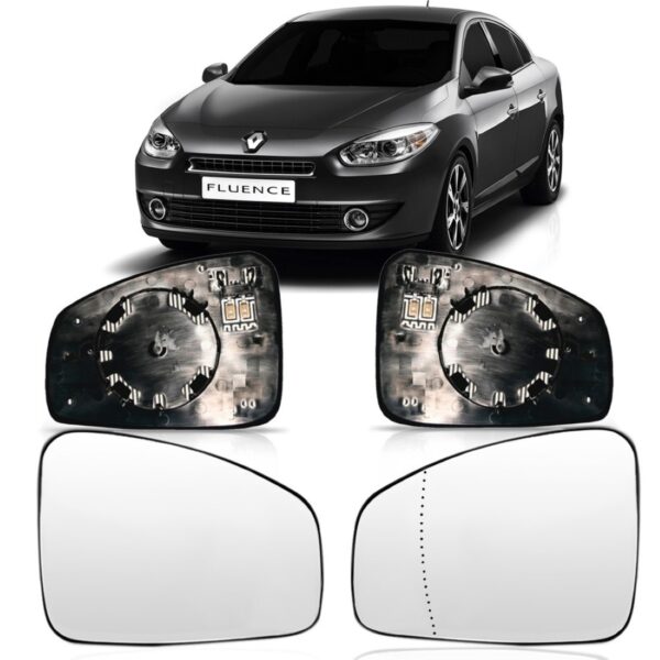 Lente Retrovisor Fluence 2010 2011 2012 2013 Termica C/ Base Lado Esquerdo