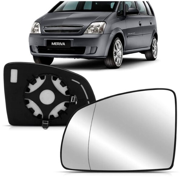 Lente Retrovisor Para Meriva 2003 A 2012 Térmico Lente Prata Lado Esquerdo