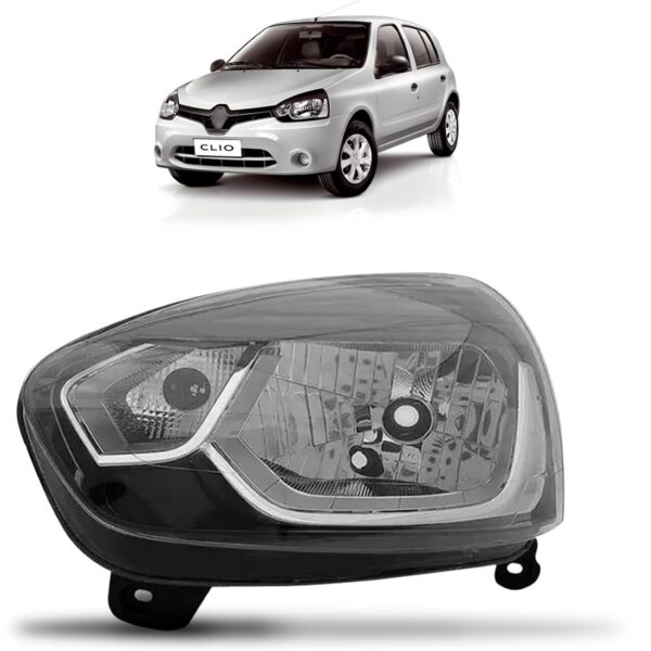 Farol Clio 2013 2014 2015 2016 Manual Máscara Negra 1ª Linha - Esquerdo/motorista