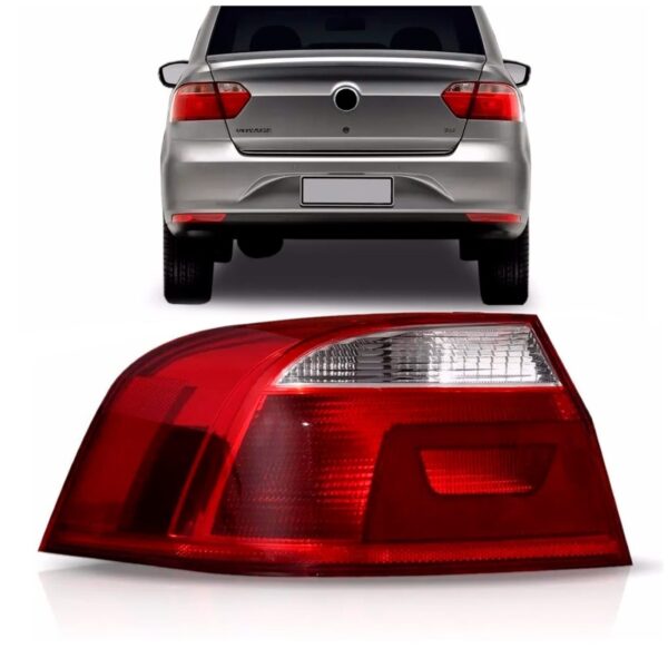 Lanterna Traseira Voyage 2013 A 2016 Bicolor Borda Cromada Lado Esquerdo