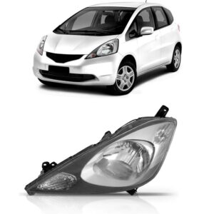 Farol New Fit 2009 A 2012 Manual Cinza Lado Esquerdo