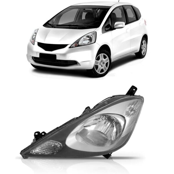 Farol New Fit 2009 A 2012 Manual Cinza Lado Esquerdo