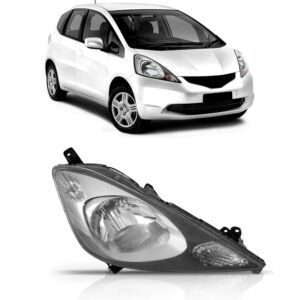 Farol New Fit 2009 A 2012 Manual Cinza Lado Direito