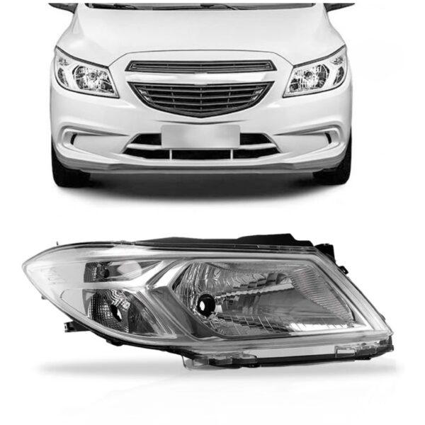 Farol Onix Prisma 13 2014 2015 2016 Manual Cromado 1ª Linha Direito/passageiro