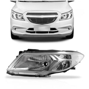 Farol Onix Prisma 13 2014 2015 2016 Manual Cromado 1ª Linha Esquerdo/motorista