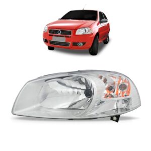 Farol Palio 08/12 Strada 14/16 Manual Reto Cromado 1ª Linha - Esquerdo/motorista