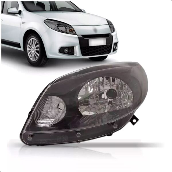 Farol Sandero 2011 2012 2013 2014 Mascara Cinza 1ª Linha - Esquerdo/motorista